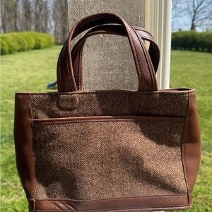 Coach Vintage Bleeker 6126 top handle wool, tweed brown bag/ tote Y2K
